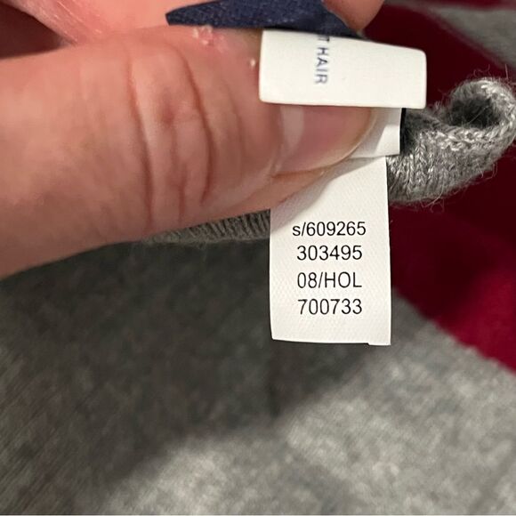 Gap Red & Grey Stripes Cotton & Angora Blend Long Knit Scarf - Picture 5 of 5